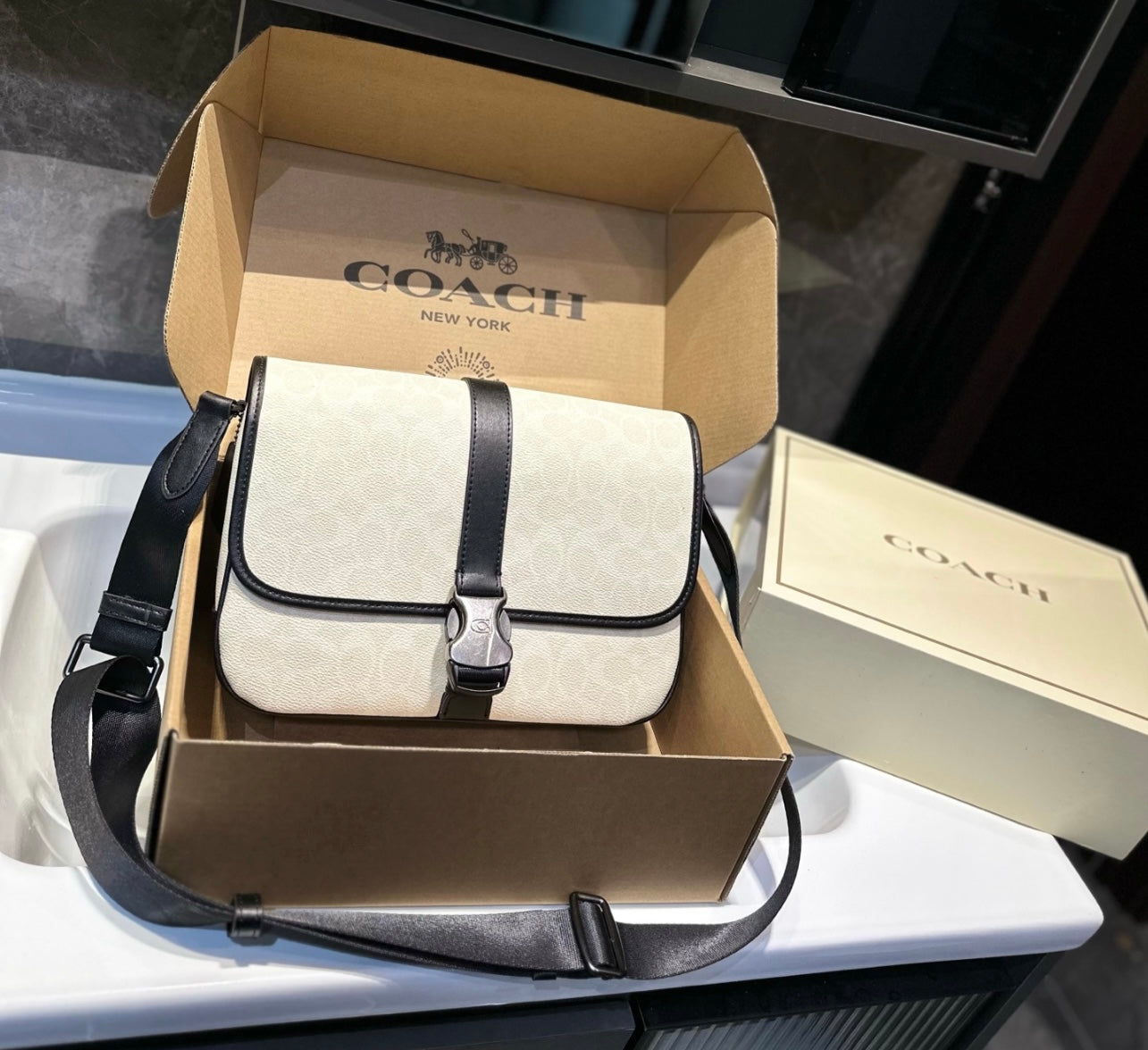 Black on White Crossbody