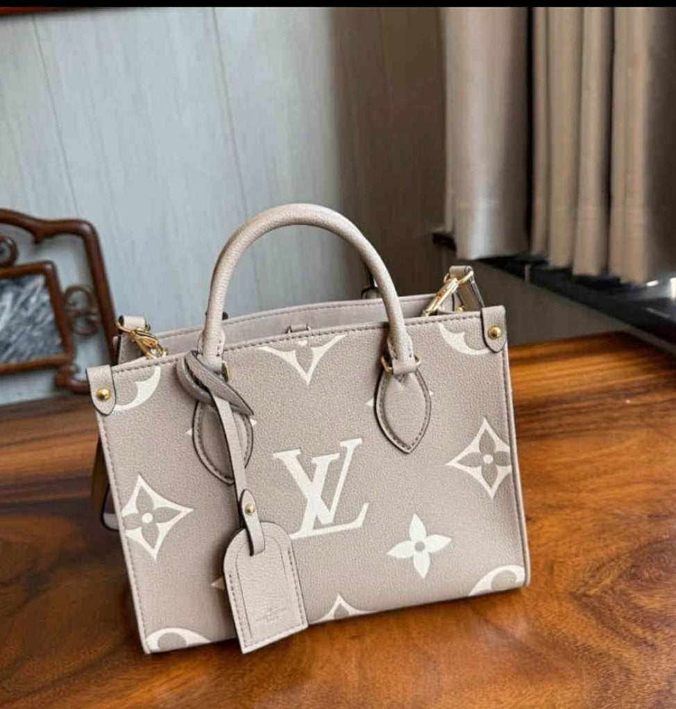 Large White Print Tote