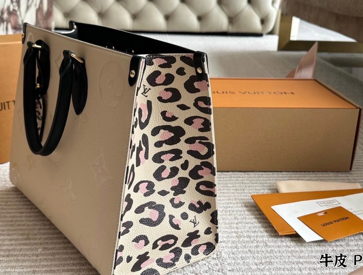 Cream & Leopard Tote