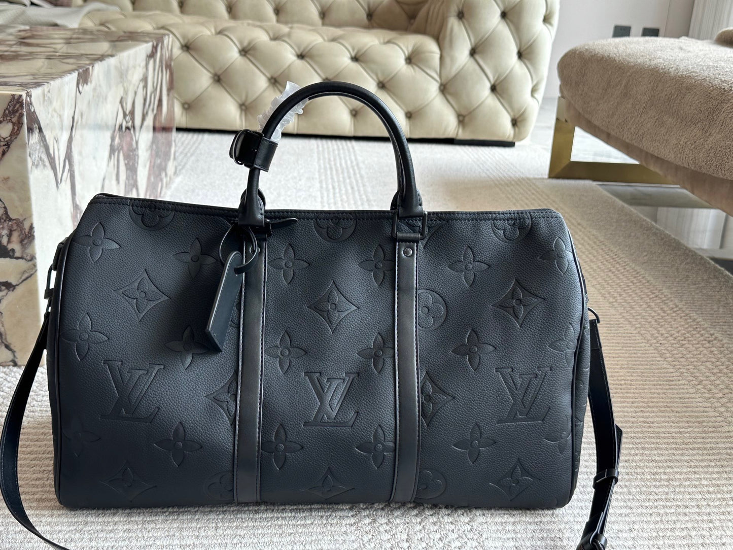 Black Print Getaway Bag